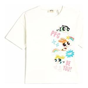 Koton Girls's Powerpuff Meisjes Licenced Short Sleeve Crew Neck Cotton T-Shirt, ecru (010), 6-7 Jaar