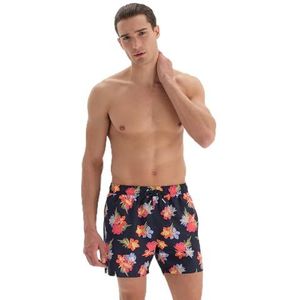 Dagi Heren bedrukte zwemshorts, Navy - Roze, XL