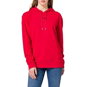 HUGO Dames Dasara rood label hoodie van katoen met logo label, Open pink693, M