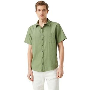 Koton Slim Fit Shirt met korte mouwen voor heren, kaki (898), XL
