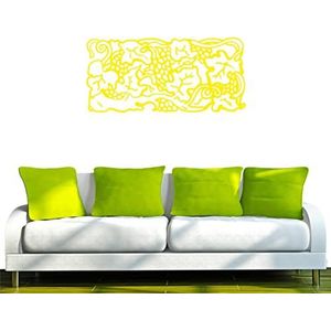 INDIGOS/Muursticker-e180 mooie versierde plant 240x112 cm - geel, vinyl, 240 x 112 x 1 cm