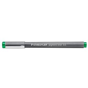 Staedtler 308 05-5 VE pigment liner (fineliner met hoogwaardige pigmentinkt, waterbestendig, lichtbestendig, onuitwisbaar, lijnbreedte 0,5 mm, etui met 10 pigment liners) groen