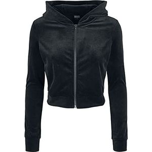 Urban Classics Dames Dames Short Velvet Zip Hoody Hoodie, zwart, XXL