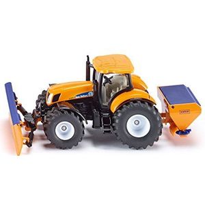 siku 2940, Tractor with Snowplough and Salt Spreader, Winter maintenance, 1:50, Metal/Plastic, Orange/Blue, Removable attachments