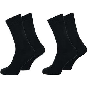 Nur Der 2 paar katoenen business sokken Classic met comfortabele band voor heren, zwart, 43-46 EU