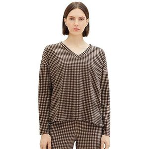 TOM TAILOR Sweatshirt voor dames, 32409 - Navy Blush Check Ck, XXS