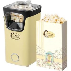 Bestron Popcornmachine turbo-popcorn in minder dan 2 minuten, popcornmachine met heteluchttechniek, incl. 10 popcornzakjes en geïntegreerde maatbeker, Sweet Dreams collectie, kleur: geel