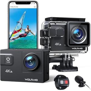 WOLFANG GA300 - Actie Camera - 4K - 60FPS - 24MP - Onderwatercamera - Wifi - 40M Waterdicht - Touchscreen