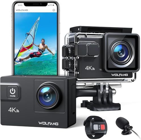 WOLFANG GA300 - Actie Camera - 4K - 60FPS - 24MP - Onderwatercamera - Wifi - 40M Waterdicht - Touchscreen