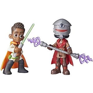 Star Wars: Young Jedi Adventures Pop-upLightsaber Duel, Kai Brightstar & Taborr actiefiguren, 10 cm schaal speelgoed, voorschools speelgoed voor jongens en meisjes van 3 jaar