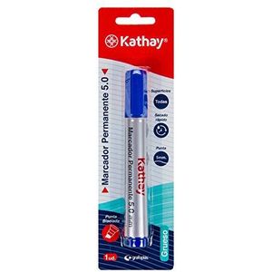 Kathay 86211730 Permanentmarker, blauw, afgeschuinde punt 5 mm, sneldrogend, voor alle soorten oppervlakken