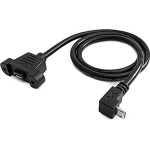 SYSTEM-S USB 2.0 kabel 50 cm Micro B bus naar stekker adapter schroef hoek zwart