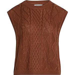 SIRUP COPENHAGEN Damestrui rustiek bruin trendy gebreid vest sweater, klein