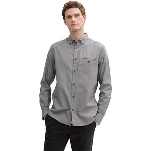 TOM TAILOR heren overhemd, 37241 - Tarmac Grijs Wit Structuur, XL