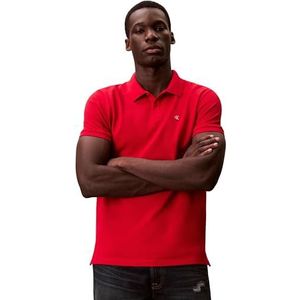 Calvin Klein Heren SS Monogram Pique Polo LV040EM269 S/S Polo, ROOD (Adrenaline Rush), XS, Rood (Adrenaline Rush), XS