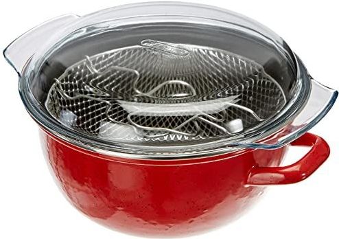 IBILI - Korinto Friteuse - Geëmailleerd Staal - 24 cm - Antiaanbaklaag - Glazen Deksel