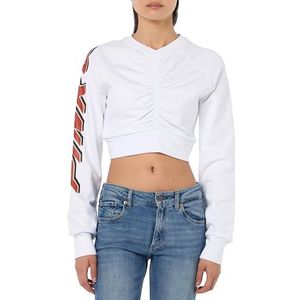 Pinko MELEAGRO sweatshirt van katoen met print en strass, Za2_wit/oranje, M