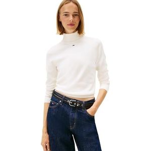 TOMMY JEANS Dames TJW Essential TRTLNK Sweater DW0DW21672, wit, XXS, Wit (Oud Wit), XXS