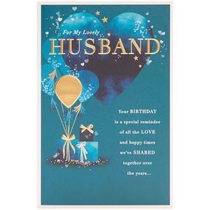 UK Greetings Verjaardagskaart voor echtgenoot - blauw hart ontwerp - Thinking of You Range
