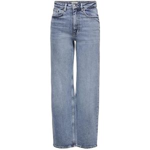 ONLY Juicy Jeans met hoge taille en brede pijpen, blauw (medium blue denim), 31W x 34L