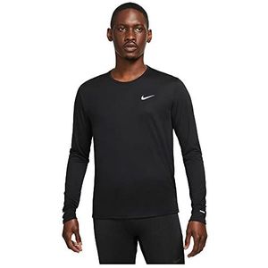 Nike M Nk DF UV Miler Top LS Lang shirt voor heren, Zwart/Reflective Silv, XXL