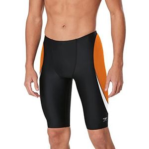 Speedo Endurance+, Splice teamkleuren, standaard zwembroek voor heren, zwart/oranje, maat 36