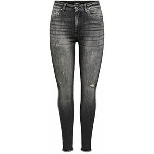 ONLY ONLBlush Life Mid Enkel-Raw Skinny Fit Jeans voor dames, zwart denim, (XS) W x 32L