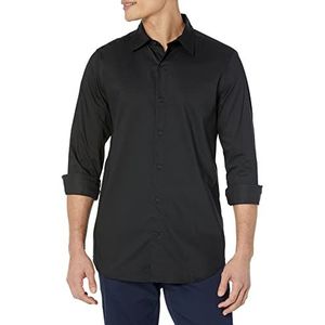 Amazon Essentials Heren Slim-Fit Lange Mouw Stretch Jurk Shirt, Zwart, XL