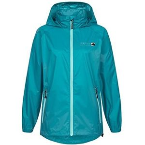 DEPROC-Active Robson Damesregenjas met capuchon, ademend, waterdicht, weerbestendig, windbreaker, overgangsjas, regenjas, petrol, 50 Grote maten