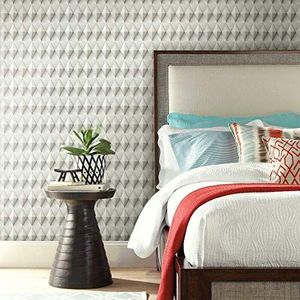 RoomMates RMK11606RL behang zelfklevend Paragon Geometric, vinyl, taupe en wit, 45,72 cm x 5,74 m