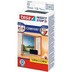 tesa Insect Stop COMFORT Klittenband voor Franse ramen, Hor, verwijderbaar en herbruikbaar, wasbaar
