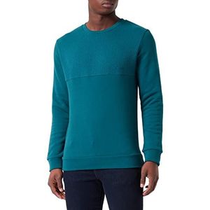 JACK & JONES Jcostaple Quilt Sweat Crew Neck Sweatshirt voor heren, Deep Teal/Detail: Crew Jj Print, S