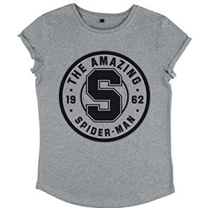 Marvel Avengers Classic - Collegiate Spiderman Women's Rolled-sleeve Melange grey XL