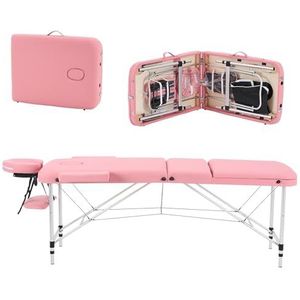 YOUNIKE Professionele opvouwbare massagetafel, 3 zones, aluminium, cosmetica, massagebed, esthetische tafel, draagbaar, met spa, schoonheidssalon, tatoeage, thuis, accessoires, roze