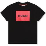 HUGO - T-Shirt - Zwart - Katoen - Groot Logo in Vak - Junior