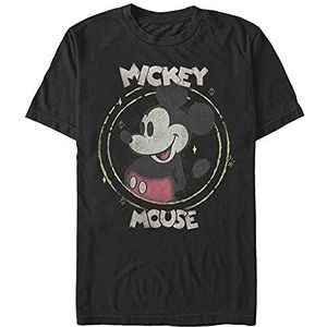 Disney Happy Mickey T-shirt voor heren, zwart, S, zwart., S