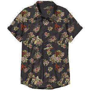 Star Wars Heren Fett Floral Woven Button Down Shirt, Zwart, XXL, Zwart, XXL