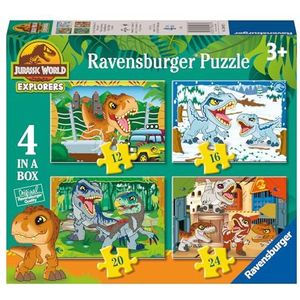 Ravensburger Jurassic World Explorers Puzzel, voor kinderen vanaf 3 jaar, kinderpuzzel, Ravensburger puzzel, cadeau voor kinderen van 3 jaar, Jigsaw, 4 puzzels in 1