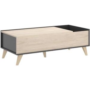 HOMEKIT Salontafel met afneembare envelop, hout, grijs, 99 cm x 60 cm x 41 cm