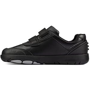 Clarks Unisex kinderen Rex Stride Kids Leather-Black-F (standaard) -13 UK / 32 EU, Zwart, 29.5 EU