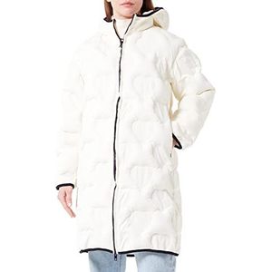 Love Moschino Technical Fabric Thermo Quilted with Hearts. Damesjas, Crème, 36