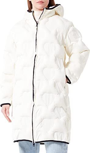 Love Moschino Technical Fabric Thermo Quilted with Hearts. Damesjas, Crème, 36