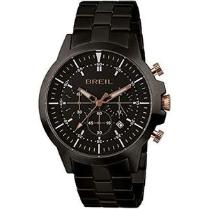 Klok BREIL voor Man Model X.Large met stalen armband, Chrono Quartz uurwerk, Staal-zwart, Eén maat, armband