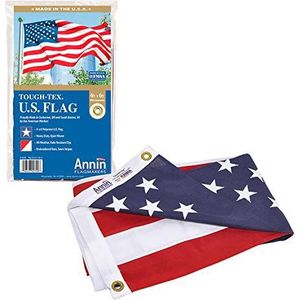 Annin Flagmakers 2720 Amerikaanse vlag Tough-Tex De sterkste, langste duurzame, 4x6ft, 100% Made in USA met genaaide strepen, geborduurde sterren en messing grommets