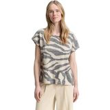 TOM TAILOR T-shirt voor dames, 38146 - Inside Printed Beige Zebra, XL