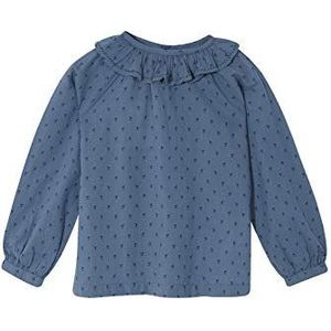 Gocco Shirt met ruches hals, blouse voor meisjes, blauw (blauw nieuw 3A), 2-3 Jaren
