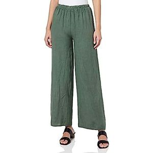 Bonateks, Puur linnen broek met elastische taille, DE-maat: 36 US maat: S, licht kaki - gemaakt in Italië, groen, 36
