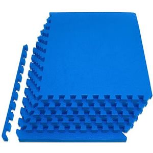 Prosource Unisex's, blauwe extra dikke puzzel oefenmat 1 "", EVA-schuim in elkaar grijpende tegels voor beschermende, gewatteerde trainingsvloeren voor thuis- en fitnessapparatuur, 24 vierkante voet