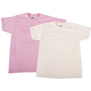 Fruit of the Loom Valueweight T-shirt (set van 2) voor kinderen, meerkleurig (natuurlijk roze), 12 Jaren