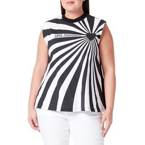 Love Moschino Dames Comfort Fit Mouwloos T-Shirt, Wit Zwart, 42, wit zwart, 42